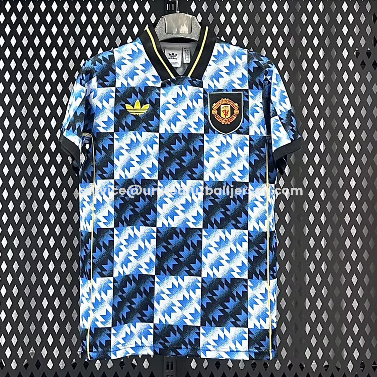 unitedfutballjersey-Manchester United 25-26 Blue And Black Checkerboard Special Jersey - Fans Version