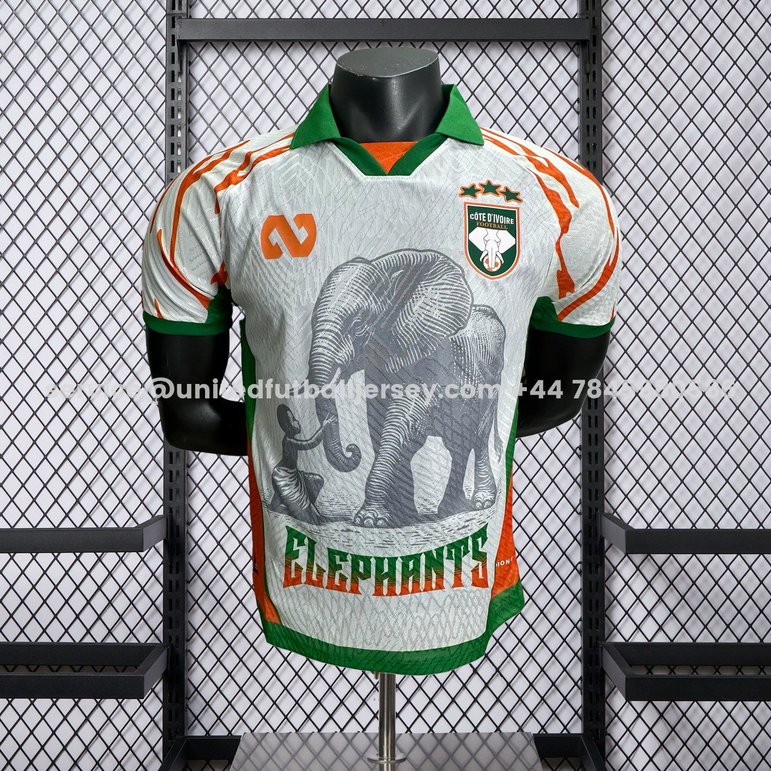 unitedfutballjersey-Ivory Coast 25-26 Elephant And Kid White Jersey - Player Version