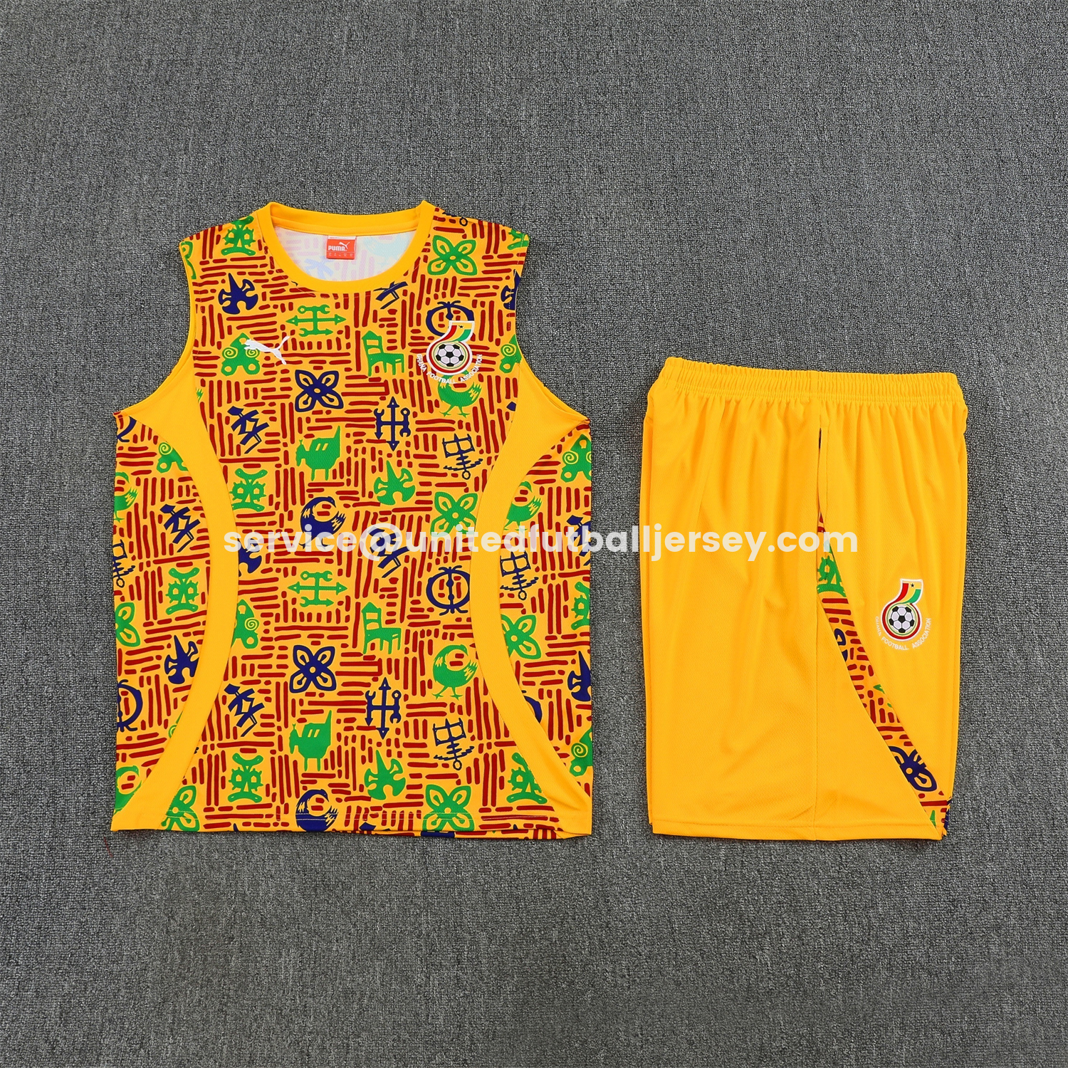 unitedfutballjersey-Ghana 2026 Vest Training Set - Yellow Vest and Shorts