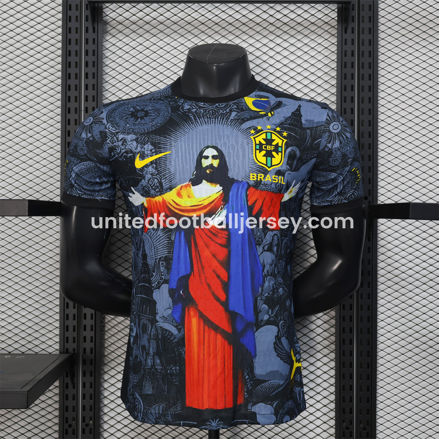 unitedfutballjersey-Brazil 25-26 Colorful Jesus Statue Special Black Jersey - Player Version