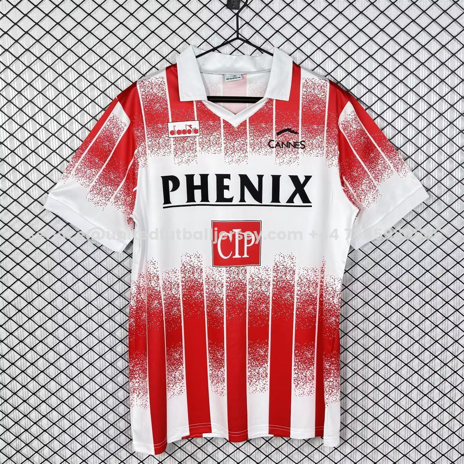unitedfutballjersey-Retro AS Cannes 1991-92 Home Jersey