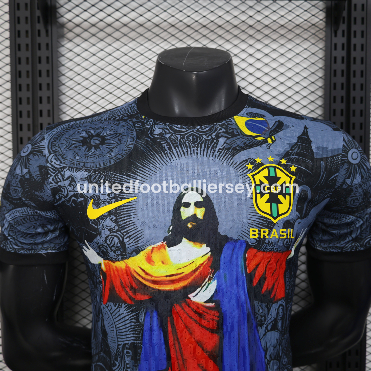 unitedfutballjersey-Brazil 25-26 Colorful Jesus Statue Special Black Jersey - Player Version
