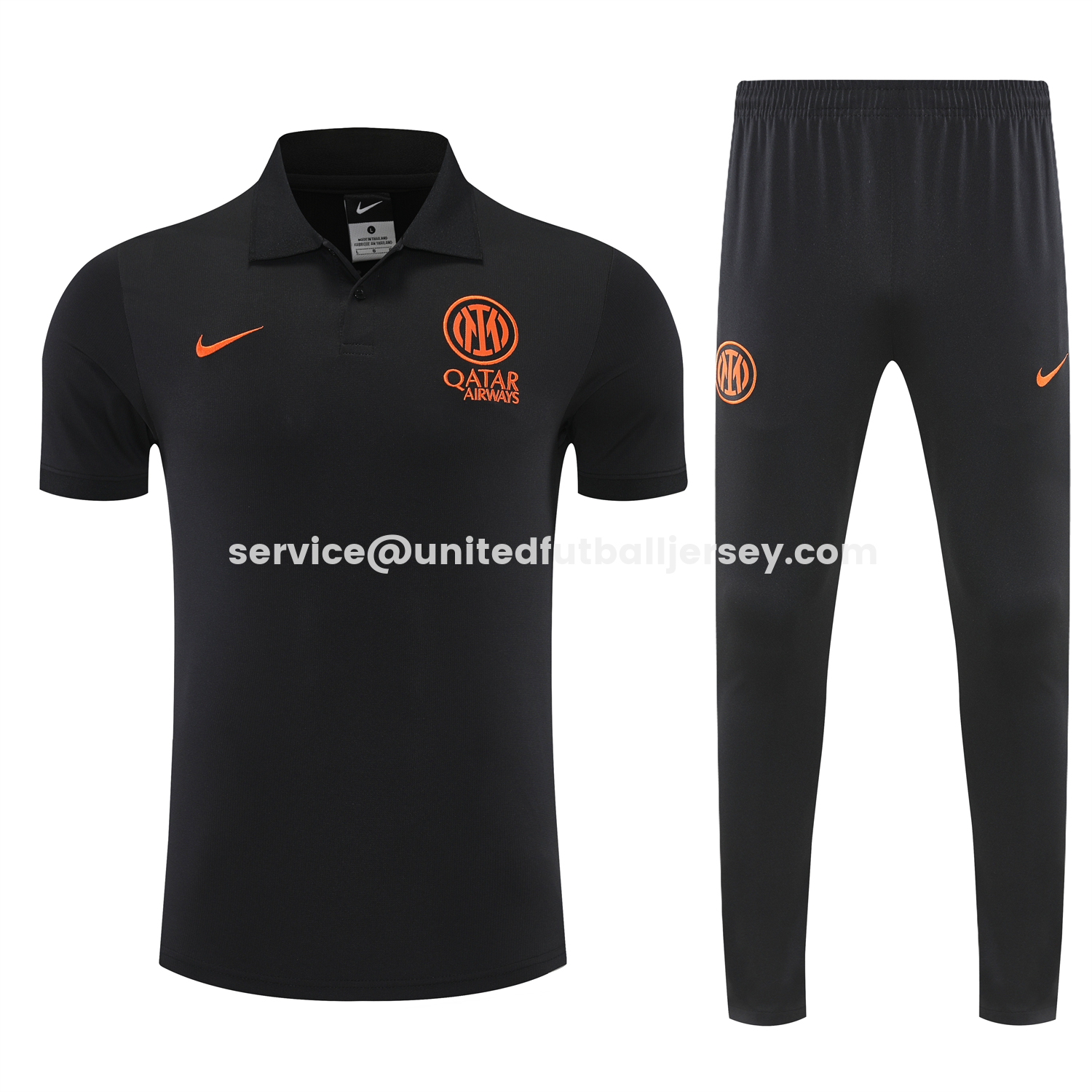 unitedfutballjersey-Inter Milan 25-26 POLO Short-Sleeve Training Set - Black Top and Black Pants