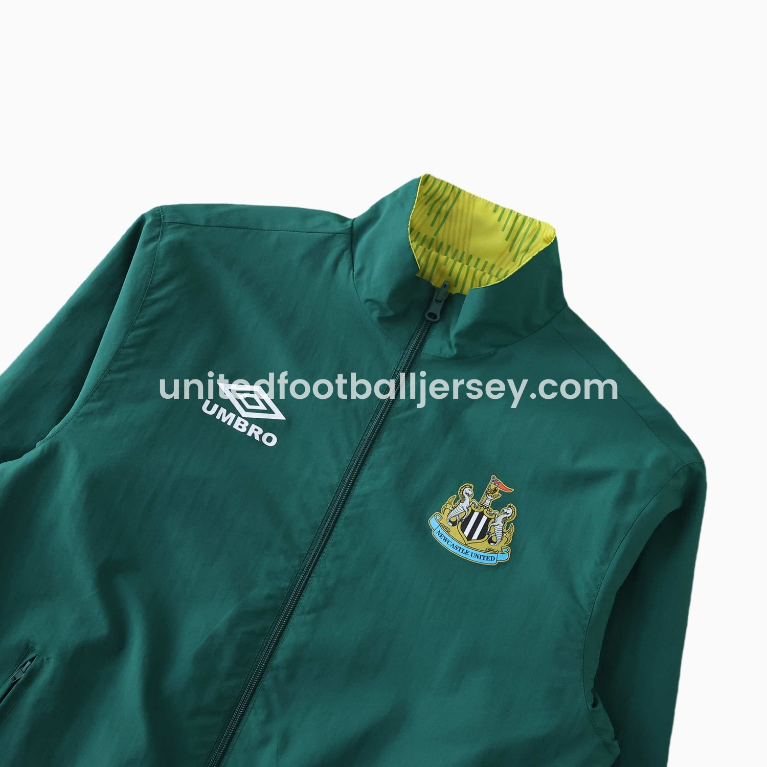 unitedfutballjersey-Newcastle United 24-25 Retro Style Double Sided Reversible Windbreaker - Green & Yellow