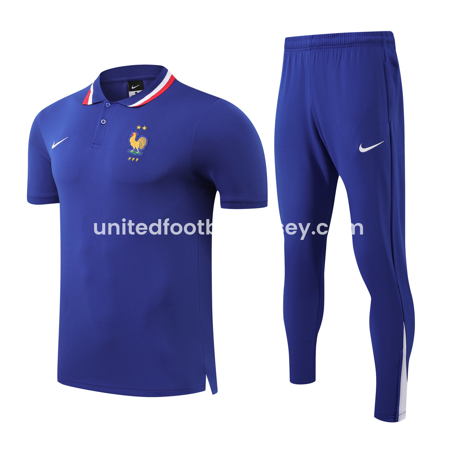 unitedfutballjersey-France 25-26 POLO Short-Sleeve Training Set - Blue Top and Pants