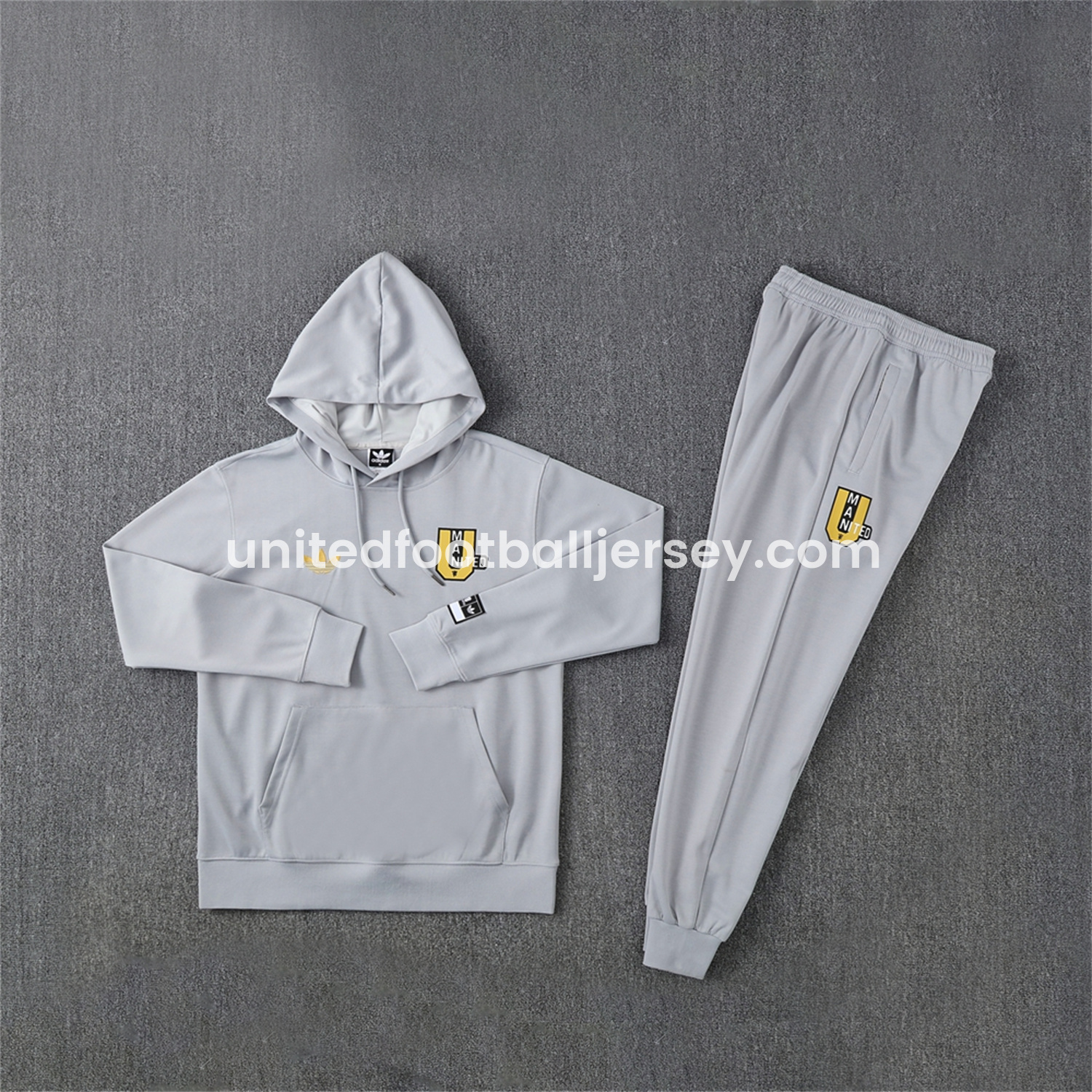 unitedfutballjersey-Manchester United 25-26 Originals Varsity Hoodie Set - Grey Hoodie and Pants