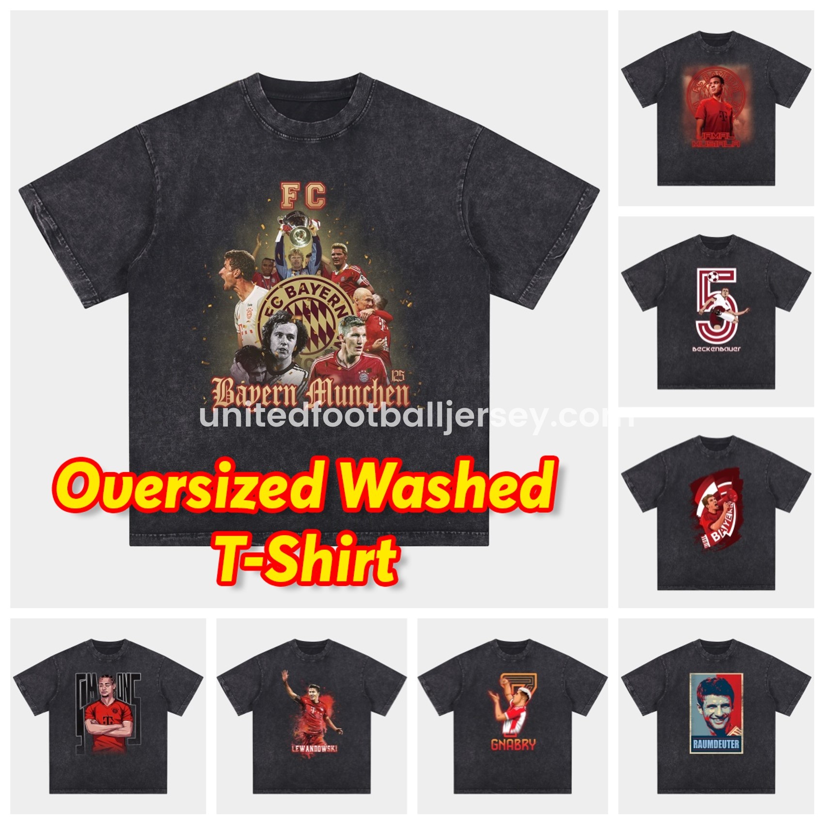 unitedfutballjersey-Bayern Munich 125th Legendary Players Oversized Washed T-Shirt