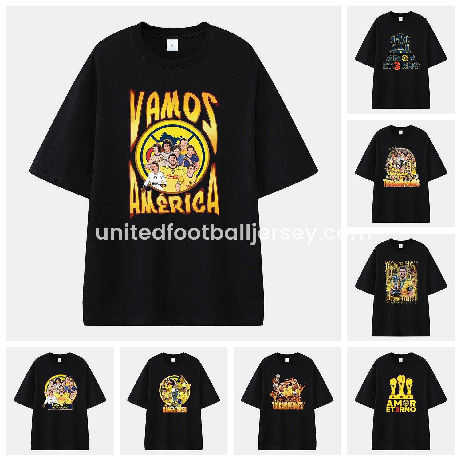 unitedfutballjersey-Club América Triple Championship Unisex Pure Cotton T-shirt