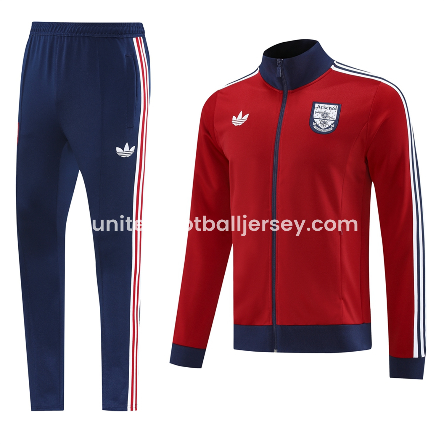 unitedfutballjersey-Arsenal 24-25 Throwback Jacket Training Tracksuit - Red Jackets & Blue Pants