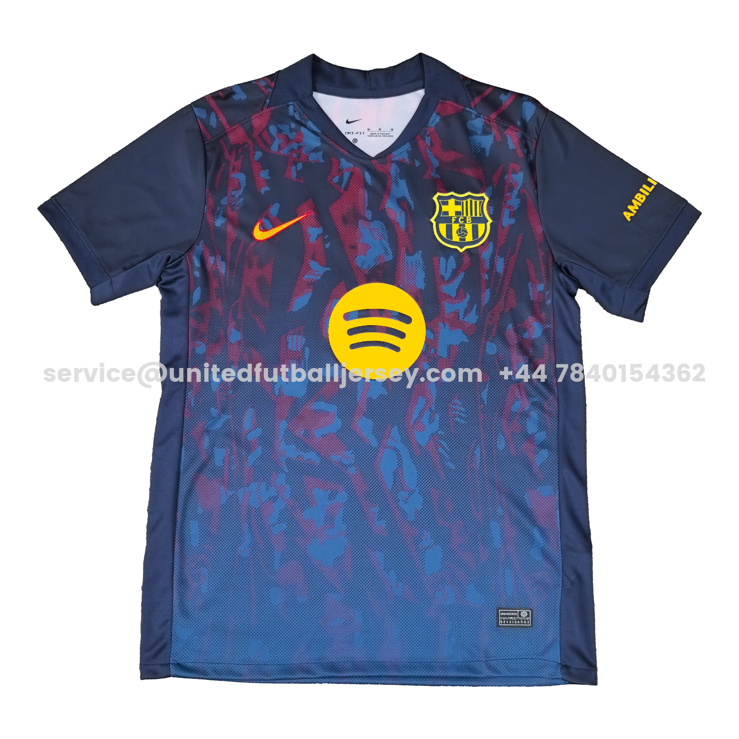 unitedfutballjersey-Barcelona 25-26 Deep Blue Training Jersey with Red and Blue Tree Pattern - Fans Version