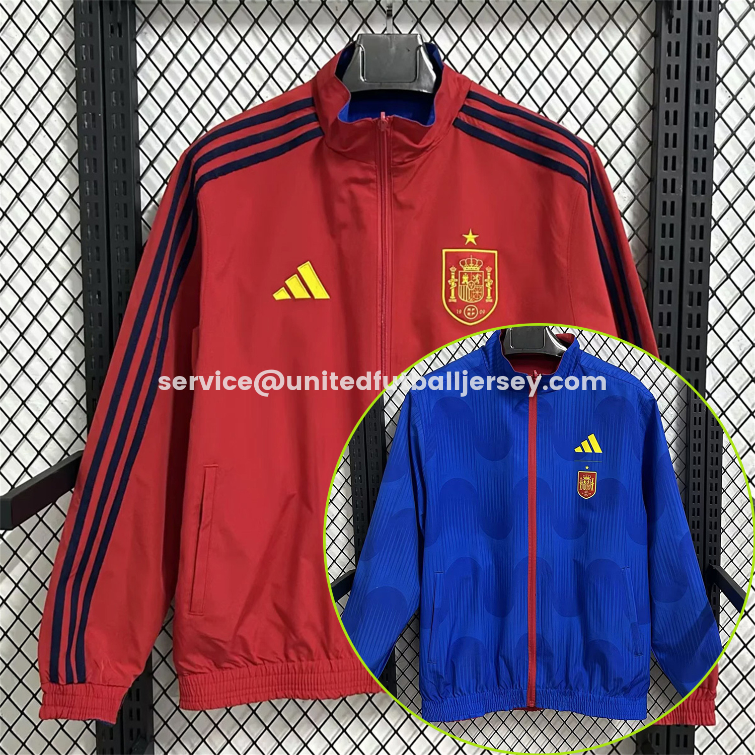unitedfutballjersey-Spain 2026 Pre-Match Double Sided Reversible Windbreaker - Red
