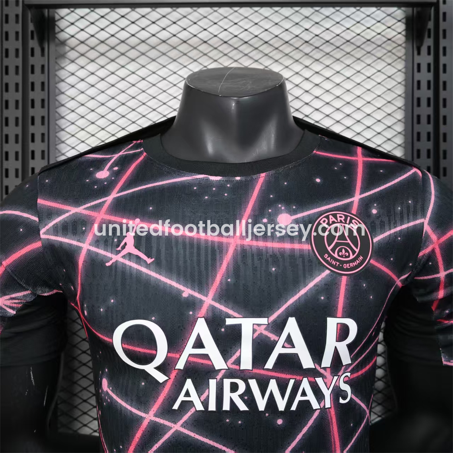 unitedfutballjersey-Paris Saint-Germain PSG 25-26 Pink Lines Jordan Black Special Jersey - Player Version
