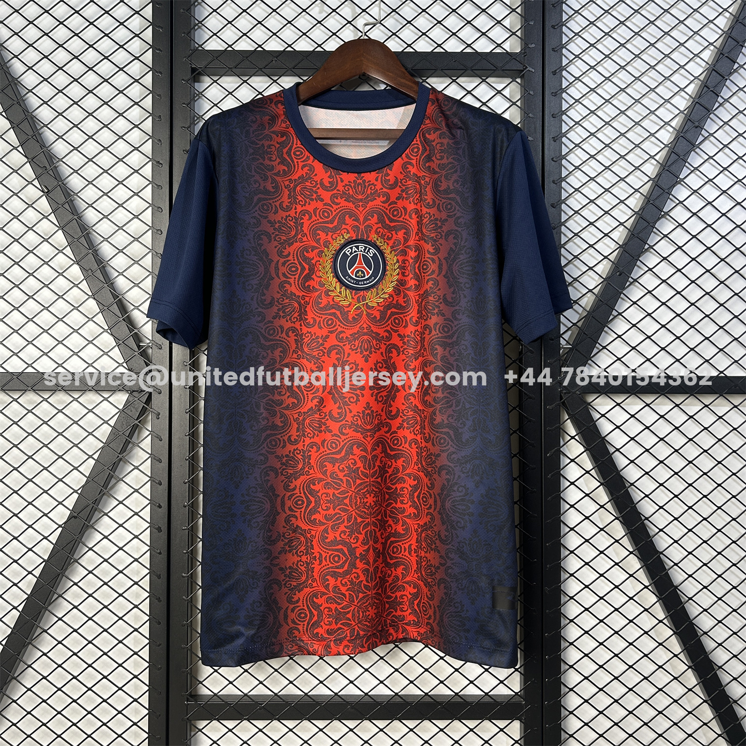 unitedfutballjersey-Paris Saint-Germain PSG 25-26 Champions League Commemorative Edition Red Blue Flower Pattern T-shirts