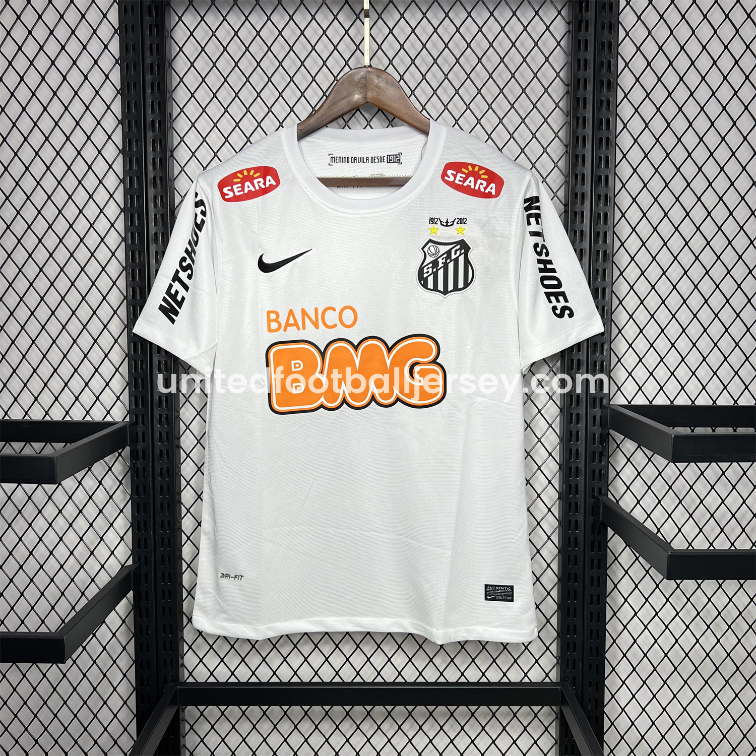 unitedfutballjersey-Retro Santos 2012 Centennial Home Jersey with SEARA Sponsor Patch