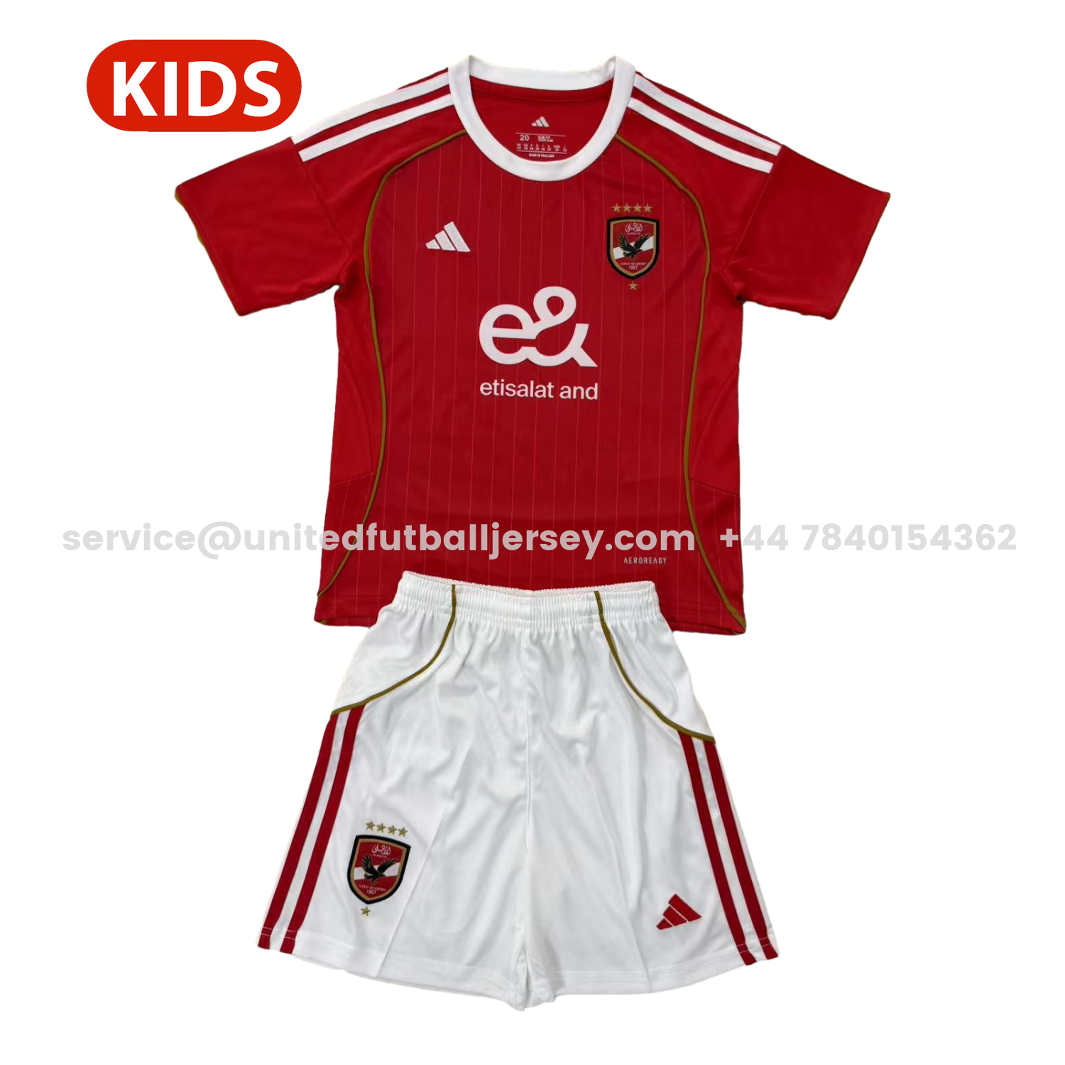 unitedfutballjersey-Al Ahly SC 25-26 Home Kids Kit