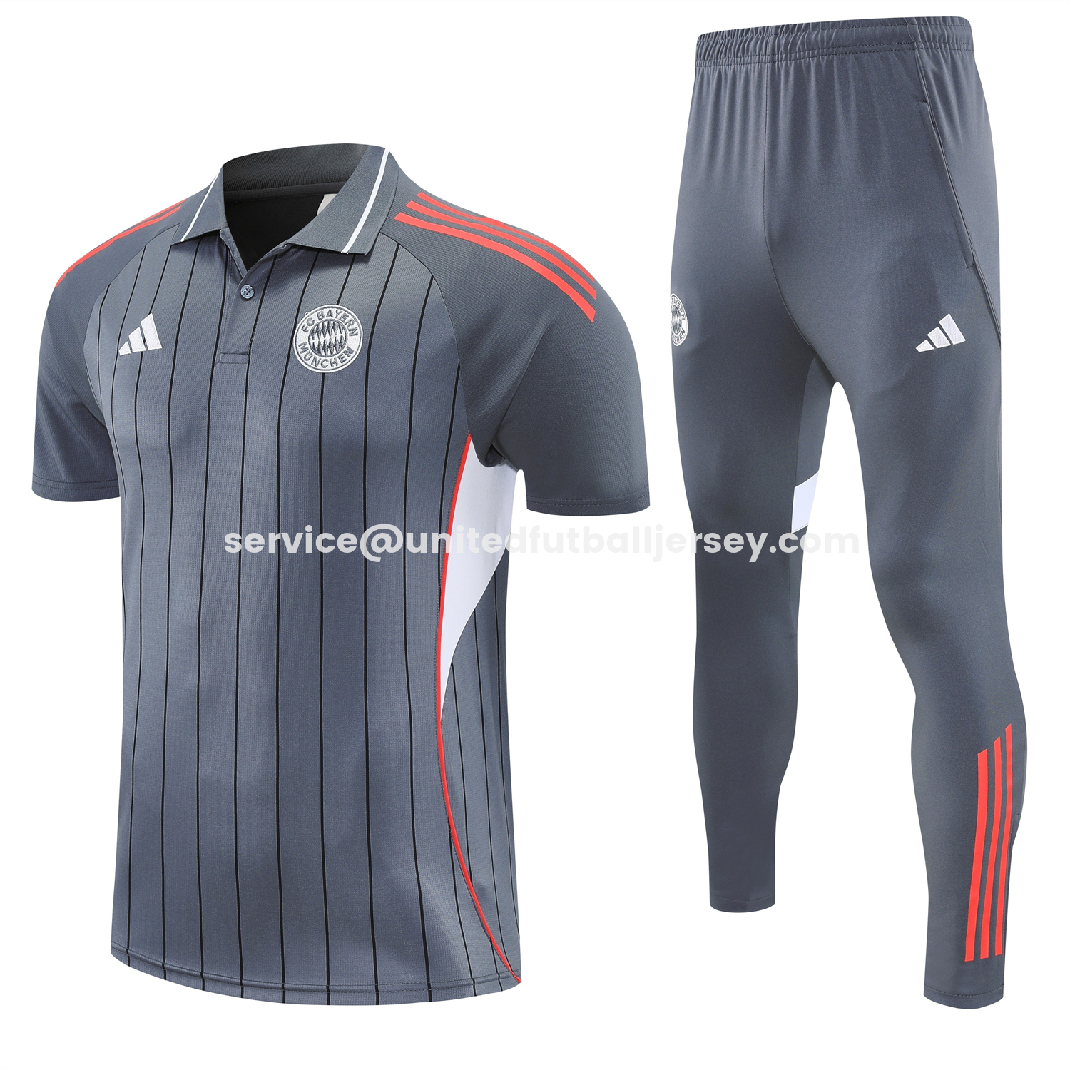 unitedfutballjersey-Bayern Munich 25-26 POLO Short-Sleeve Training Set - Deep Grey Top and Pants