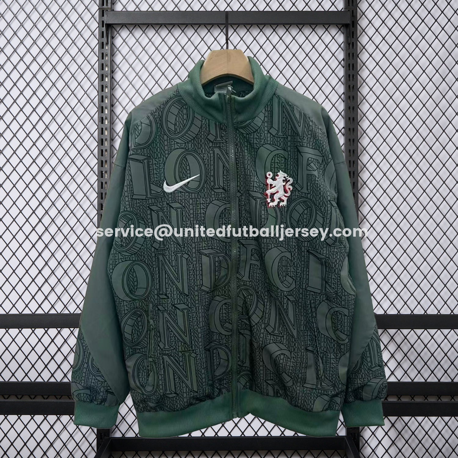 unitedfutballjersey-C.H.E.L.S.E.A 25-26 Subtle Letter Pattern Windbreaker Jacket - Dark Green