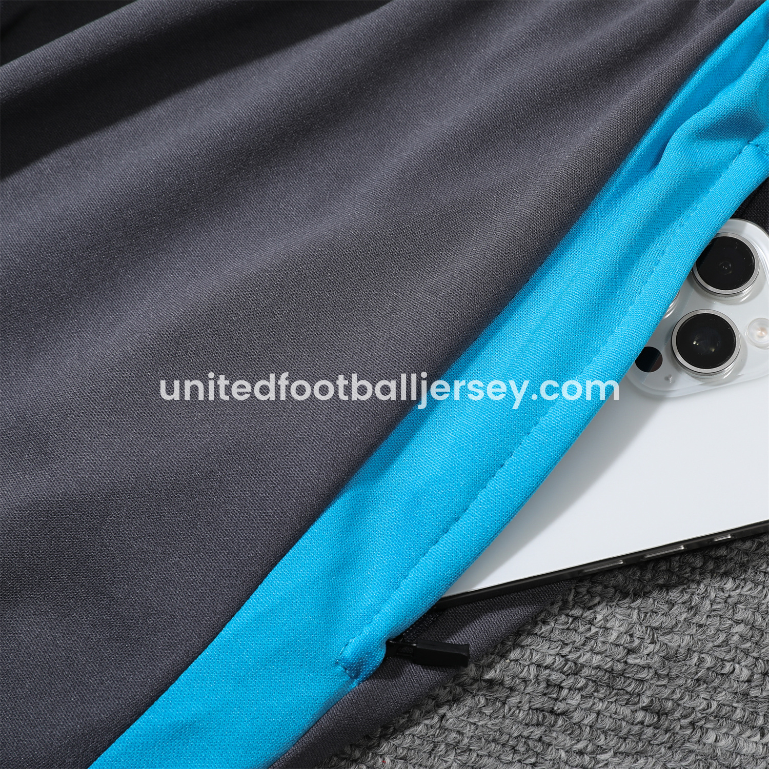 unitedfutballjersey-Argentina 25-26 POLO Short-Sleeve Training Set - Grey Top and Pants with Blue Stripes