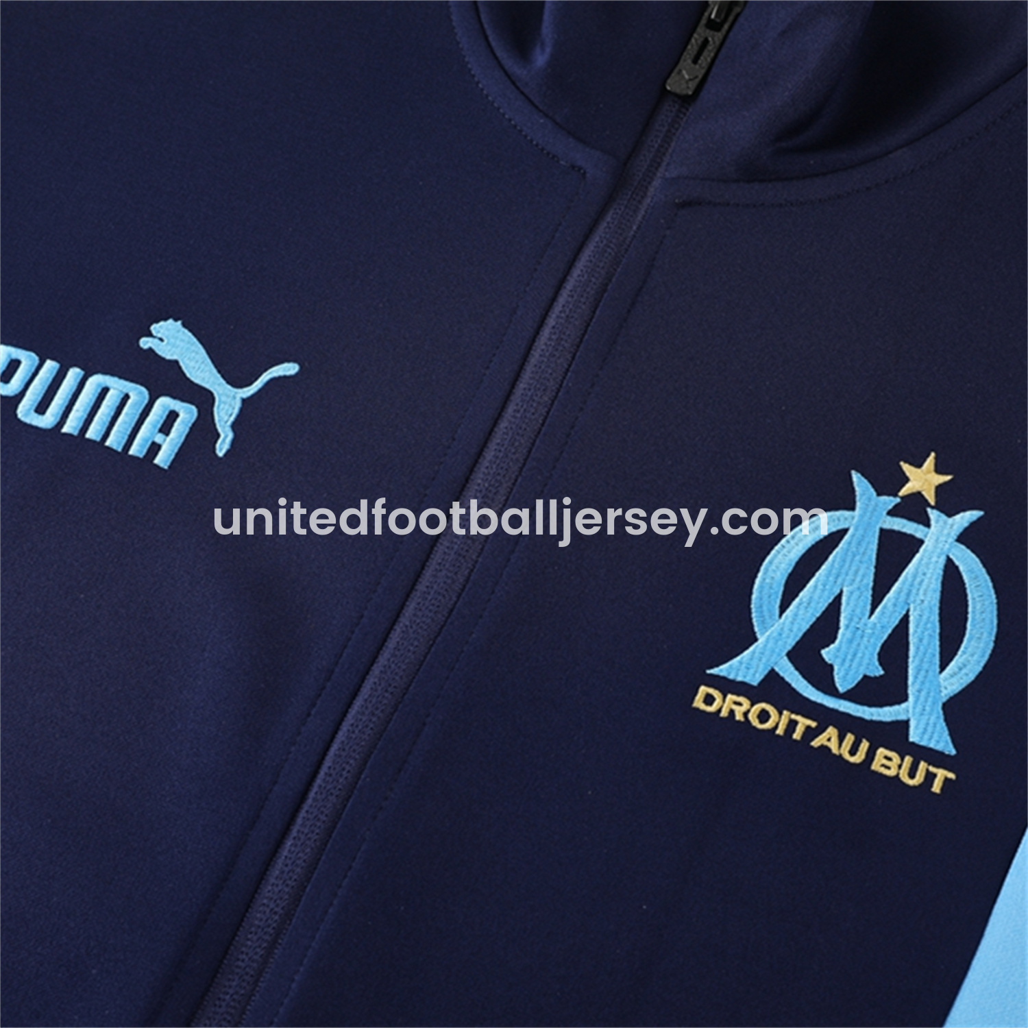 unitedfutballjersey-Marseille 25-26 Jacket Training Tracksuit - Deep Blue Jackets & Pants