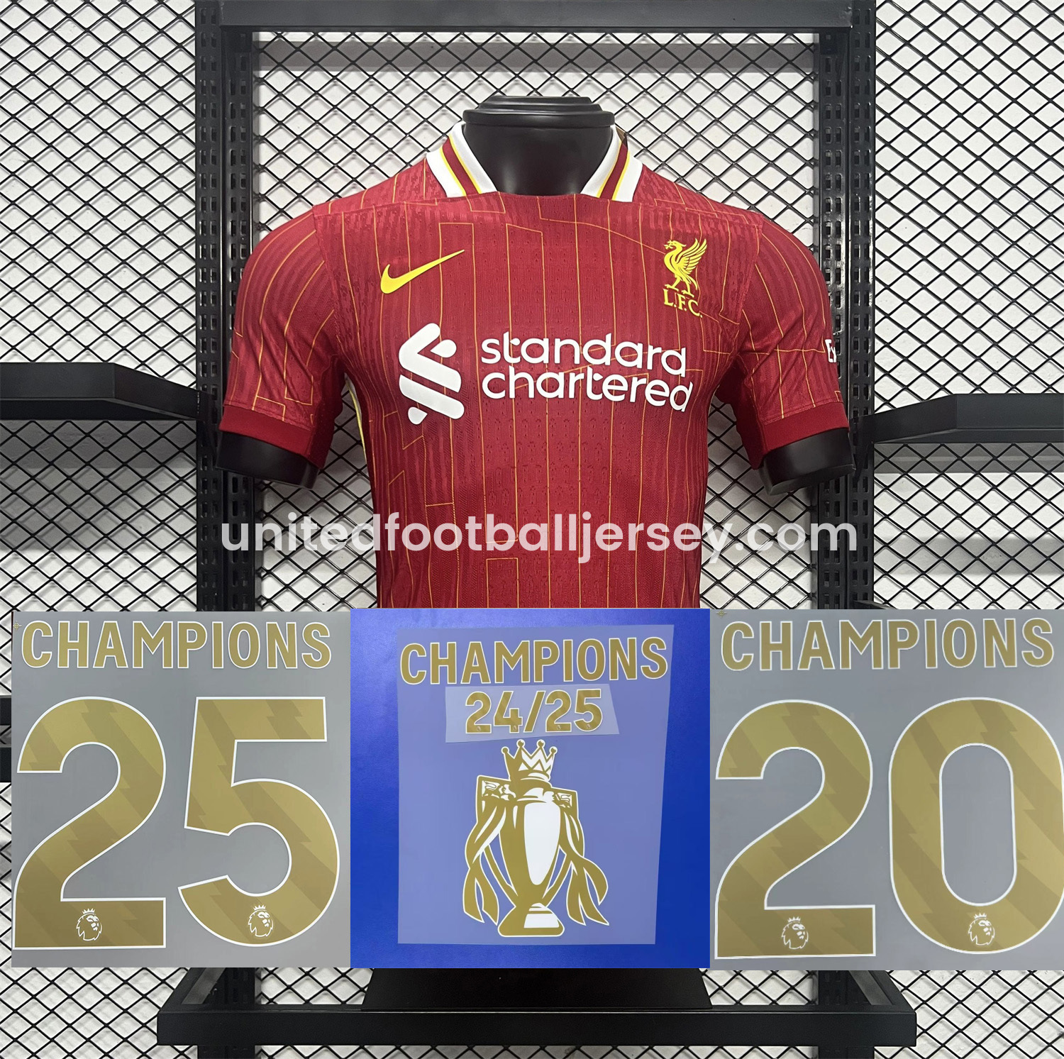 unitedfutballjersey-Liver.pool 24-25 Home Jersey with Golden Champions Patch - Player Version