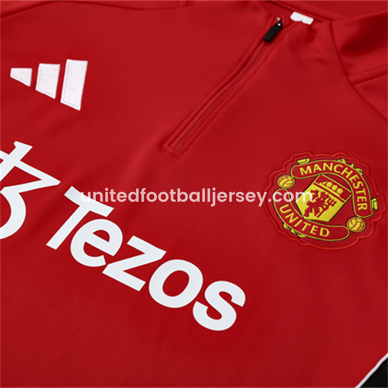 unitedfutballjersey-Manchester United 25-26 Kid Long Sleeves Training Set - Red Top & Black Pants
