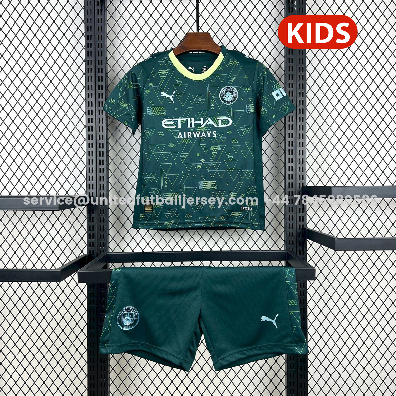 unitedfutballjersey-Manchester City 25-26 Fourth Green Kids Kit