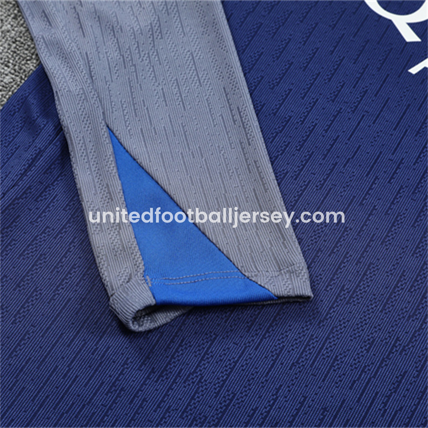 unitedfutballjersey-Paris Saint-Germain PSG 25-26 Long Sleeves Training Set - Royal Blue Gray Sleeves Top & Royal Blue Pants