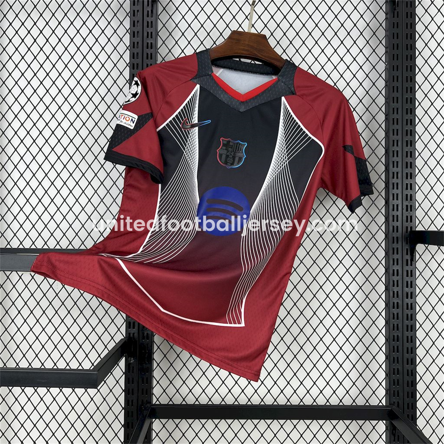 unitedfutballjersey-Barcelona 25-26 T90 Red Black Gradient and White Lines Special Jersey - Fans Version