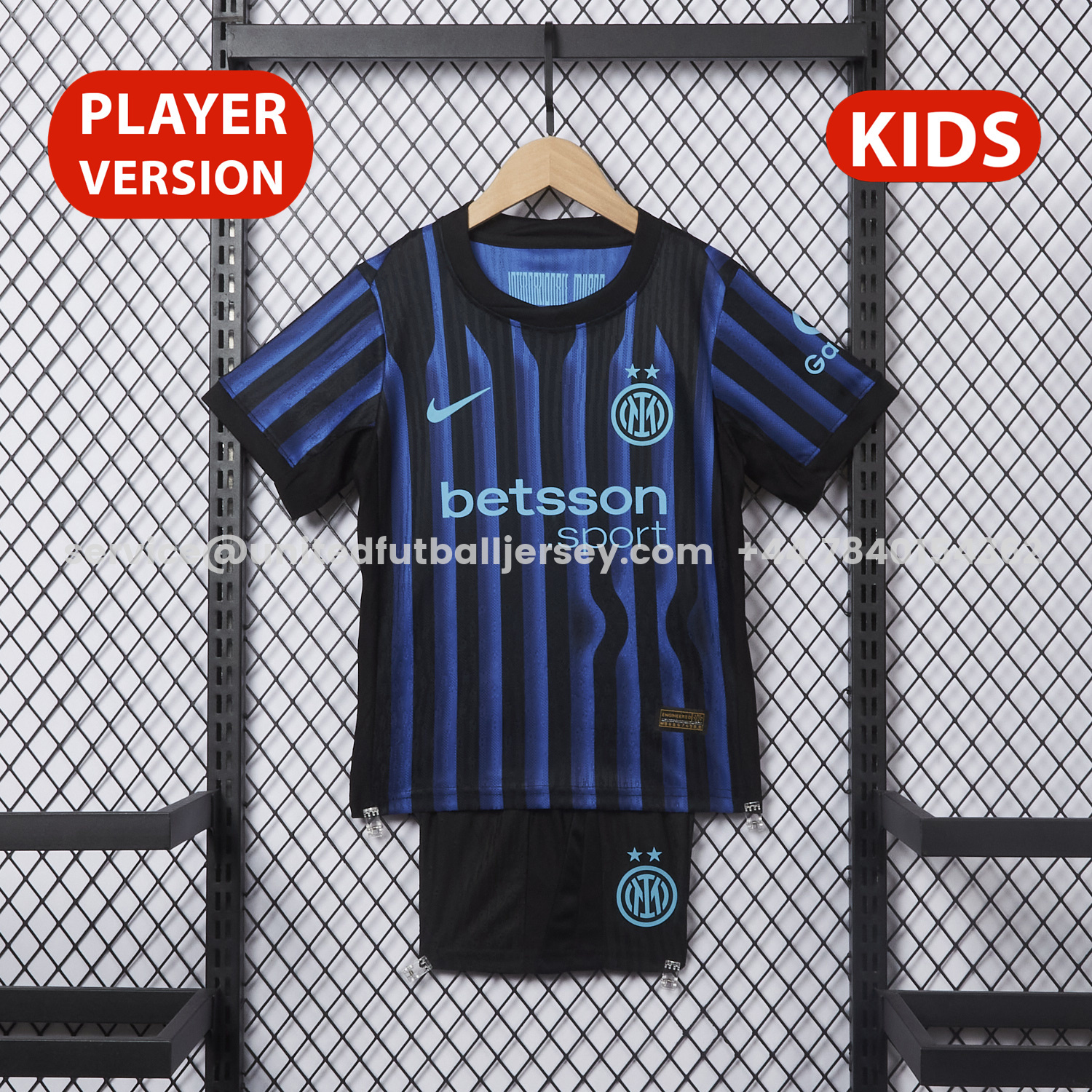 unitedfutballjersey-Inter Milan 25-26 Home Kids Kit - Player Version