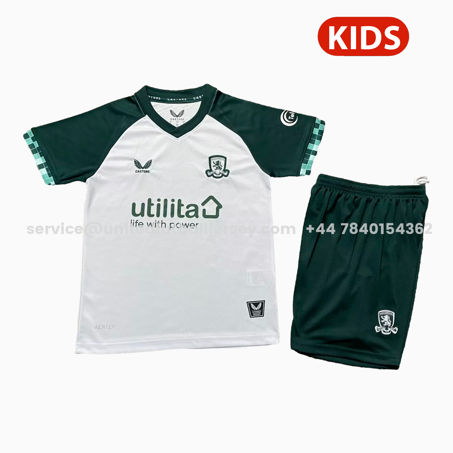 unitedfutballjersey-Middlesbrough 25-26 Third White And Green Kids Kit