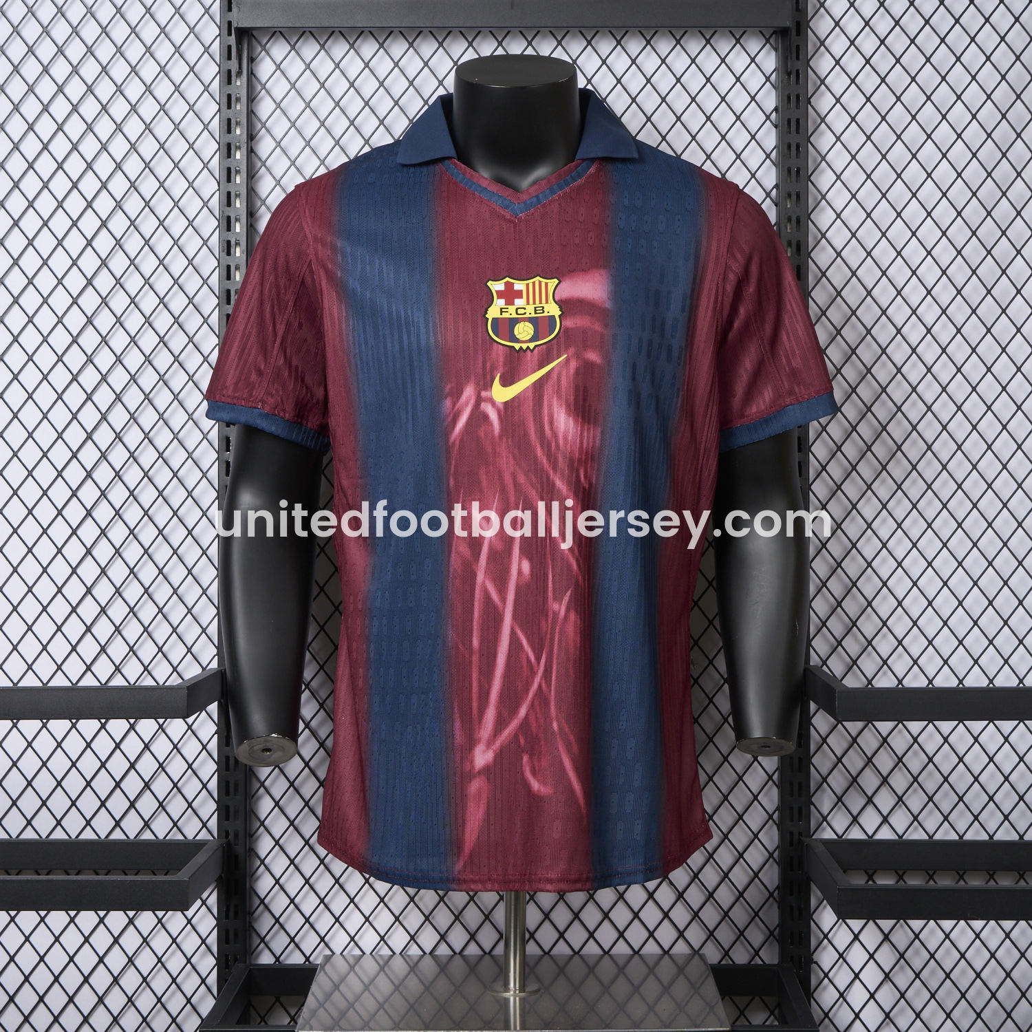 unitedfutballjersey-Barcelona x Travis Scott 2000-01 Home Retro Style Skeleton Jersey - Player Version