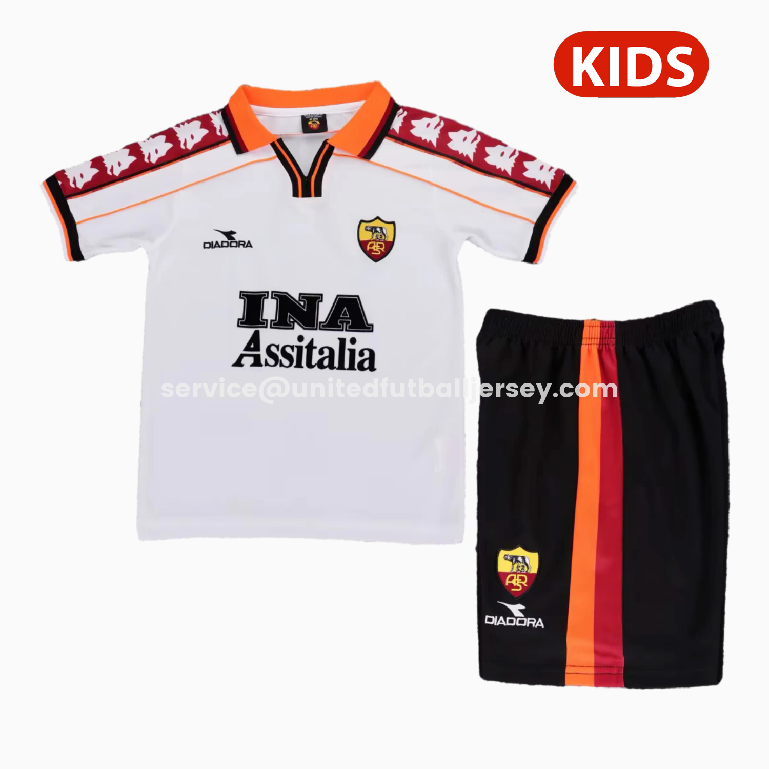 unitedfutballjersey-Retro Roma 1998-99 Away Kids Kit