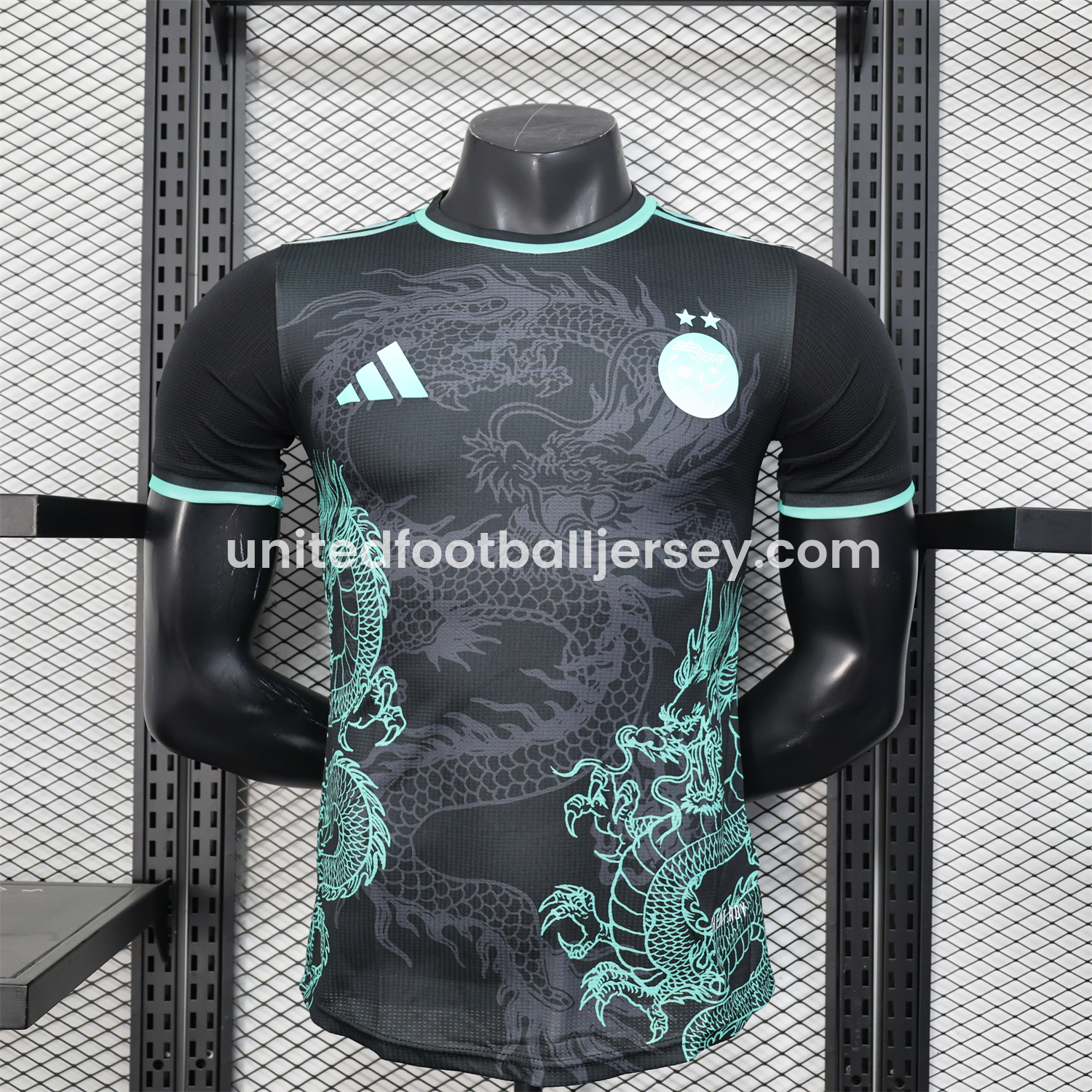 unitedfutballjersey-Algeria 25-26 Green Dragon Pattern Black Jersey - Player Version