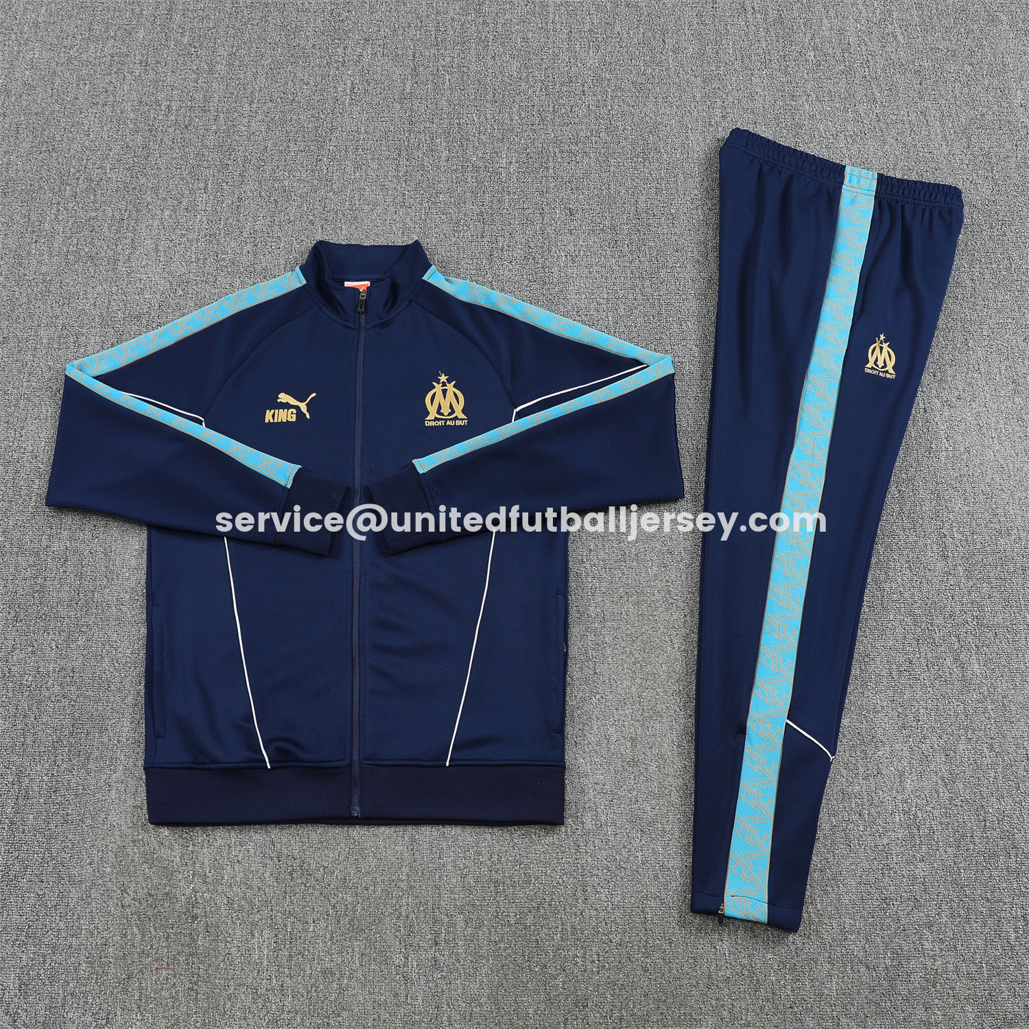unitedfutballjersey-Marseille 25-26 Long Sleeve Training Set - Dark Blue Top & Pants