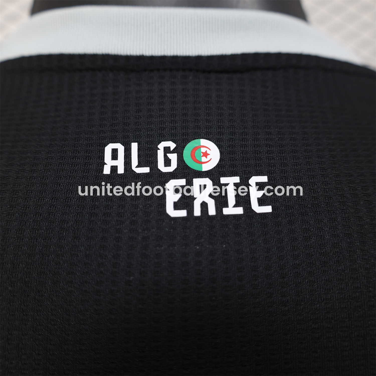 unitedfutballjersey-Algeria 25-26 Pure Black with White Chest Text Jersey - Player Version