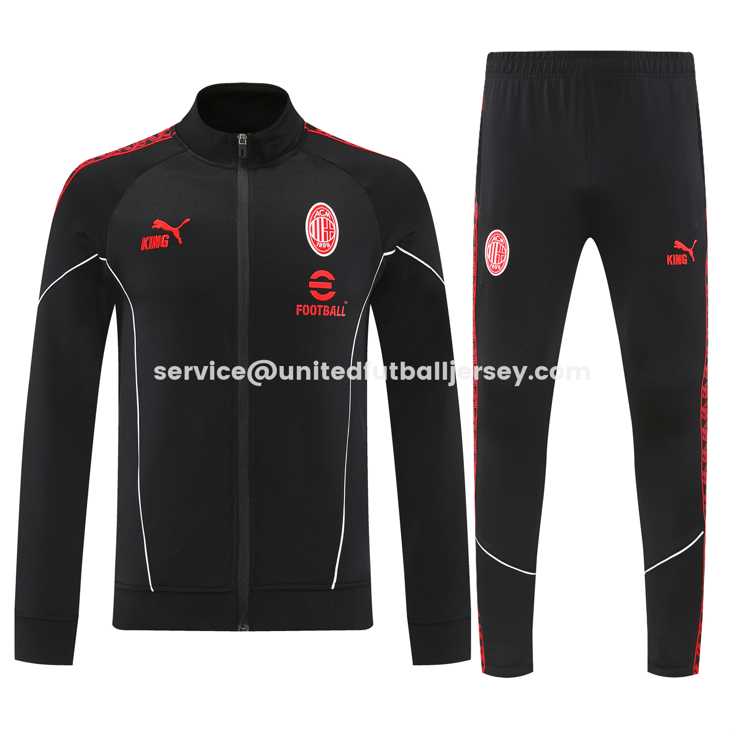 unitedfutballjersey-AC Milan 25-26 Jacket Training Tracksuit - Black top & Pants