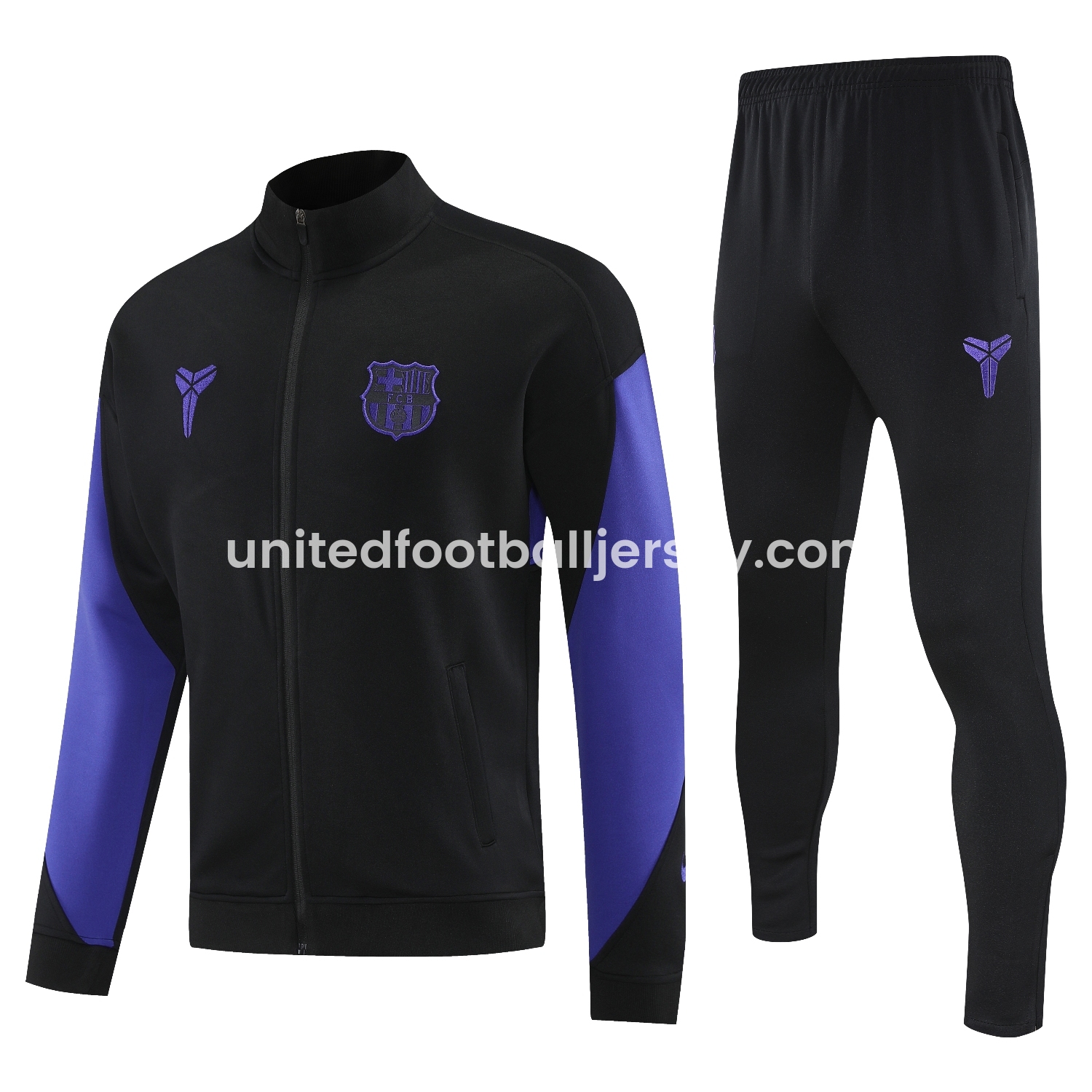 unitedfutballjersey-Barcelona 25-26 Jacket Training Tracksuit - Black Purple Jackets & Black Pants