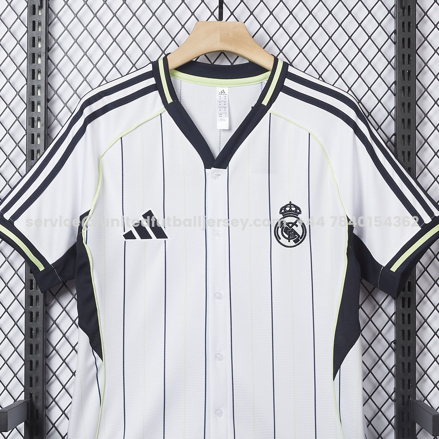 unitedfutballjersey-Real Madrid 25-26 White Baseball Jersey with Black Stripes