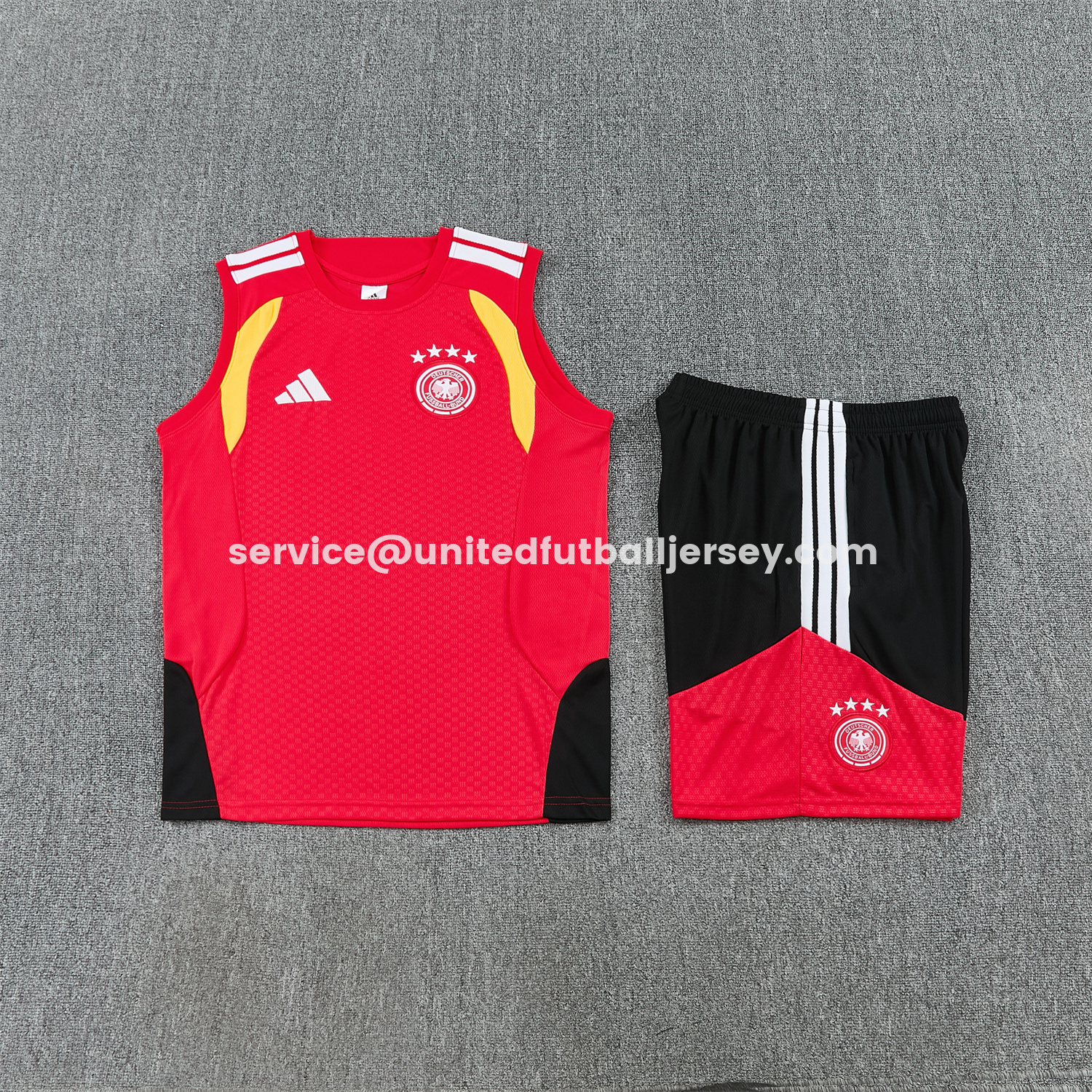 unitedfutballjersey-Germany 2026 Vest Training Set - Red Vest and Black Shorts