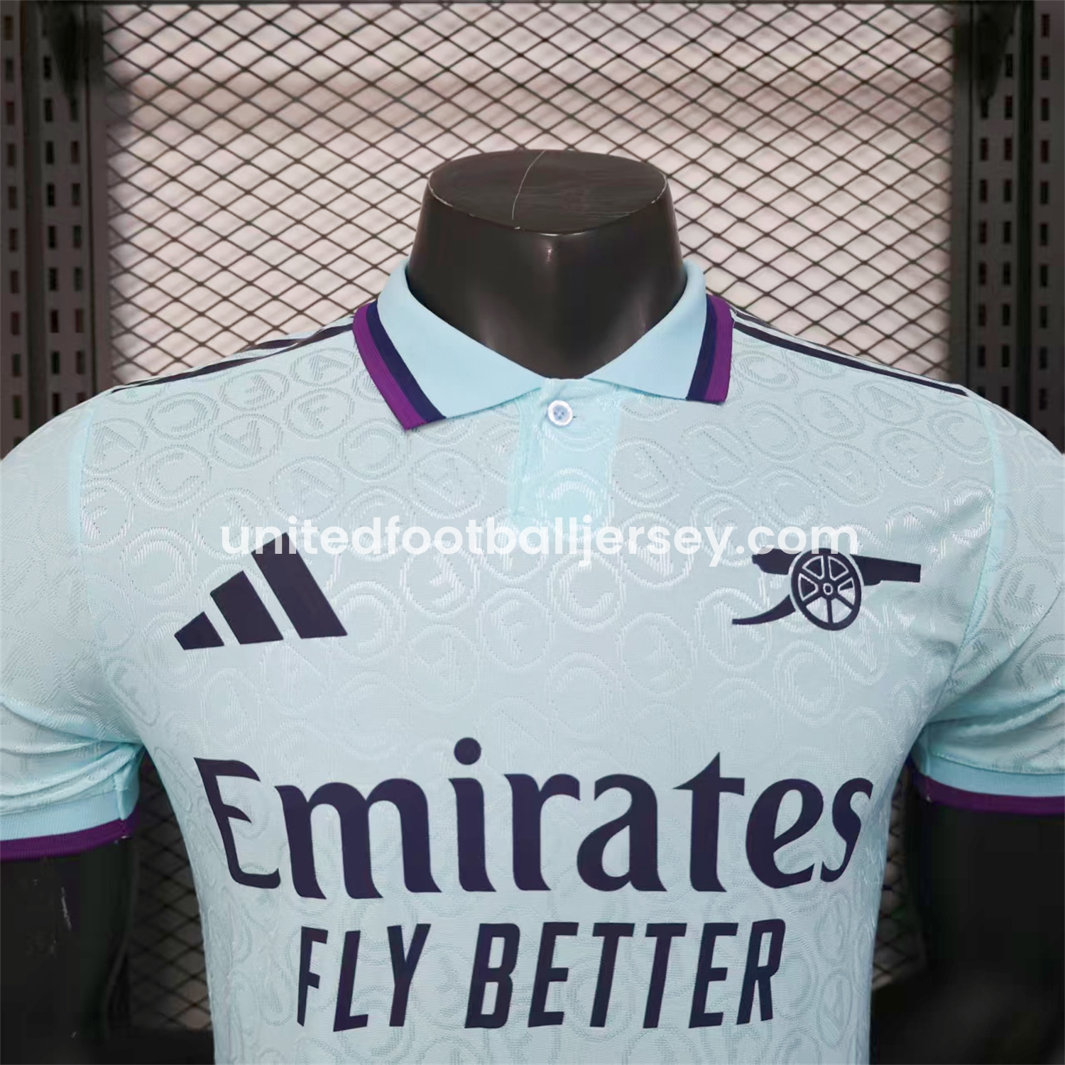 unitedfutballjersey-Arsenal 25-26 Light Blue POLO Letter Pattern Special Jersey - Player Version