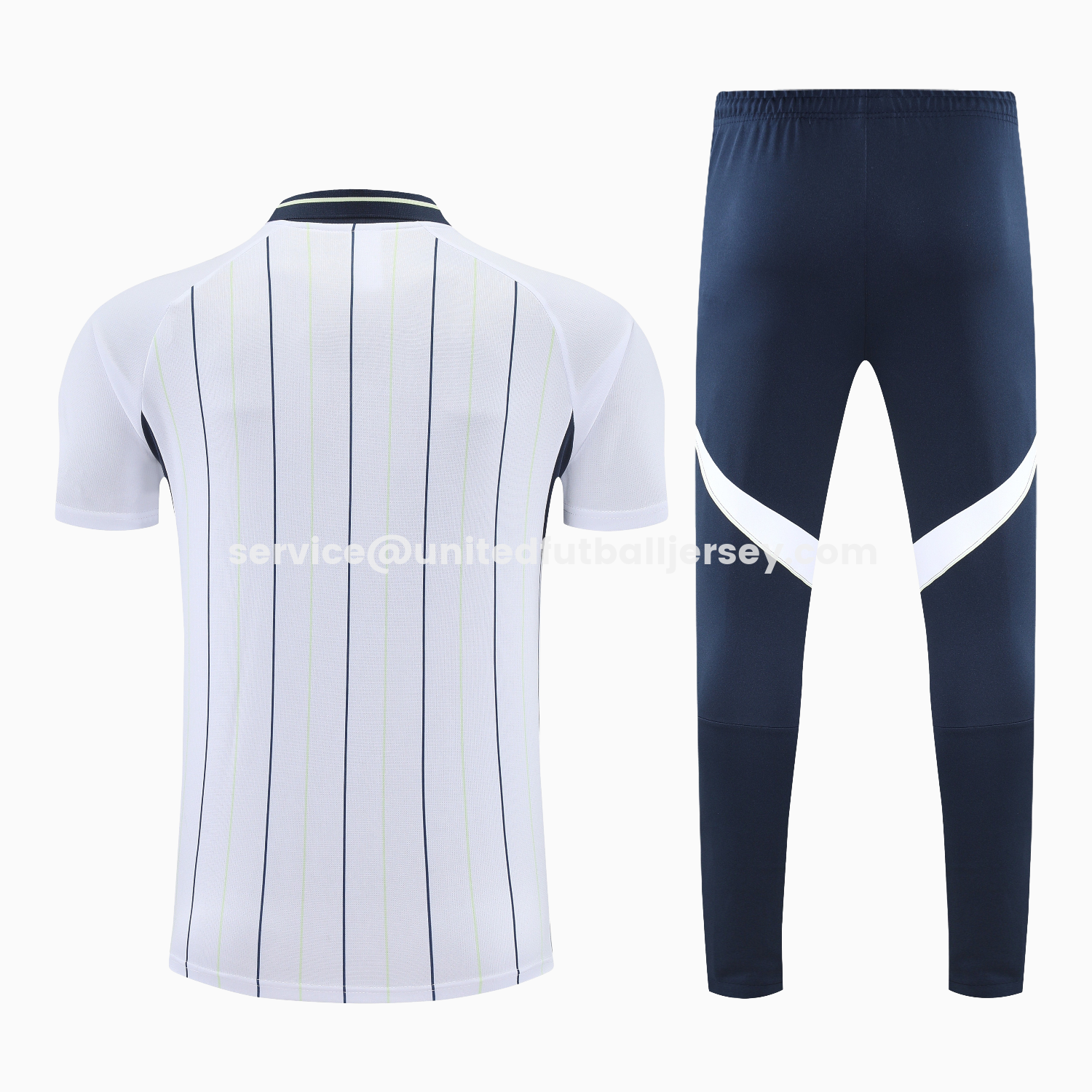 unitedfutballjersey-Real Madrid 25-26 POLO Short-Sleeve Training Set - Black Line White Top and Black Pants
