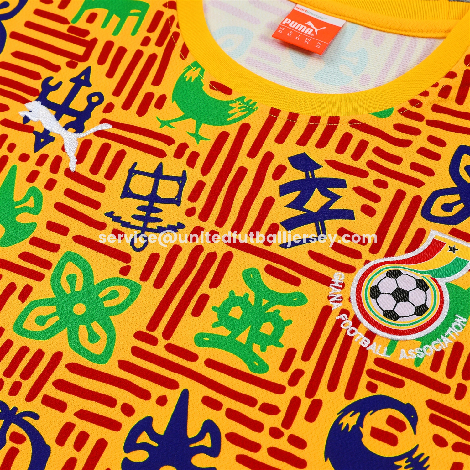 unitedfutballjersey-Ghana 2026 Short-Sleeve Training Set - Yellow Top and Shorts
