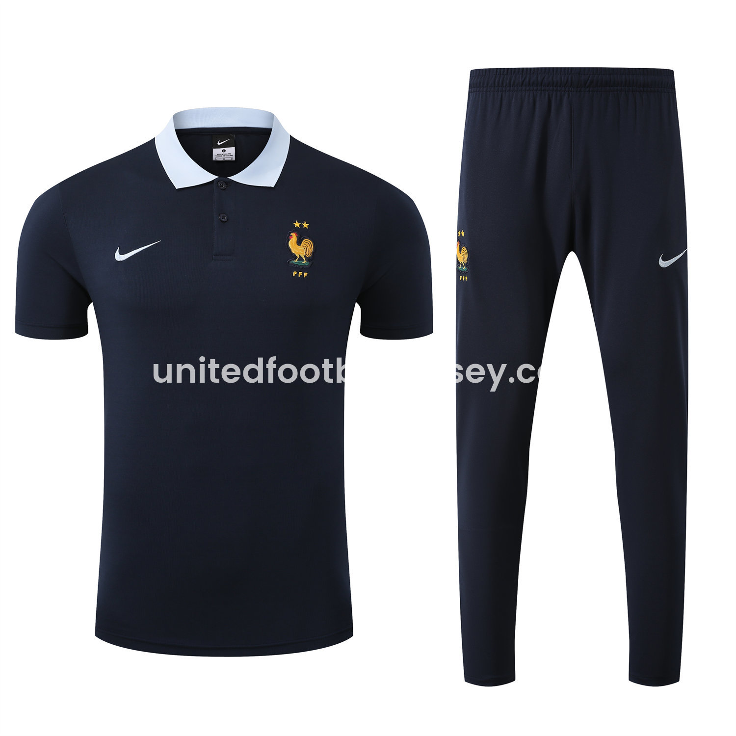 unitedfutballjersey-France 25-26 POLO Short-Sleeve Training Set - Deep Blue Top and Pants