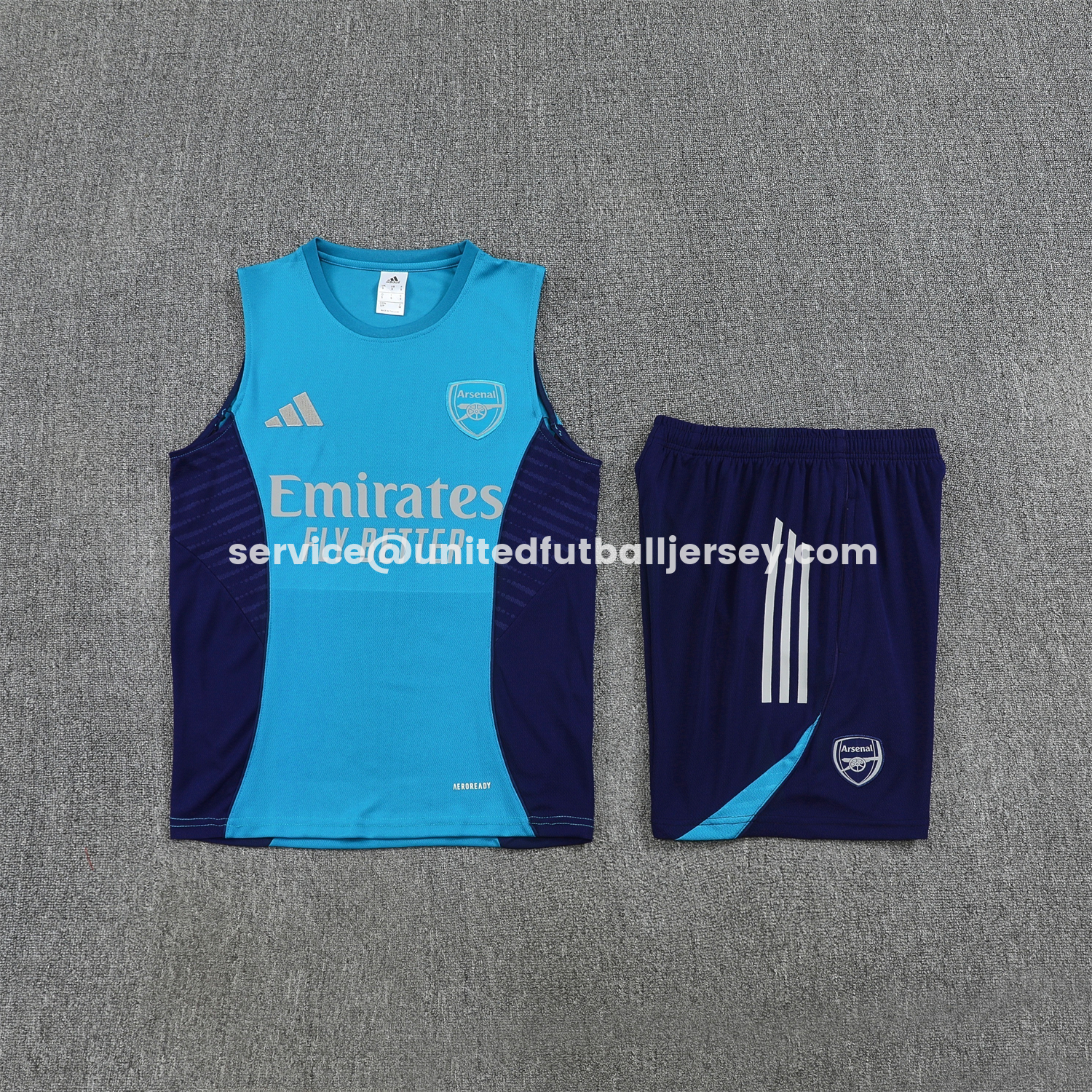 unitedfutballjersey-Arsenal 25-26 Vest Training Set - Light Blue Top & Royal Blue Shorts