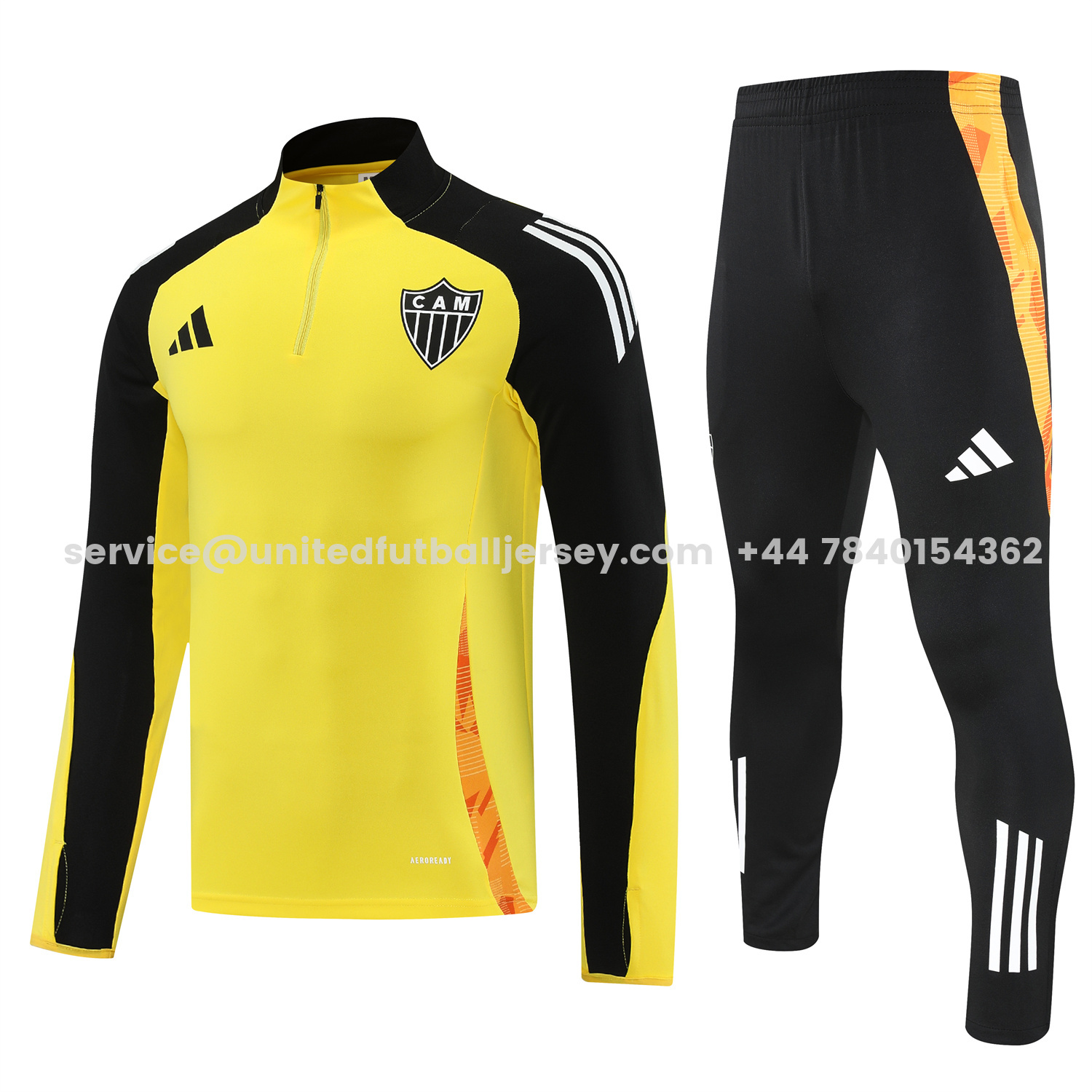 unitedfutballjersey-Atletico Mineiro 25-26 Long Sleeve Training Set - Yellow Top & Black Pants