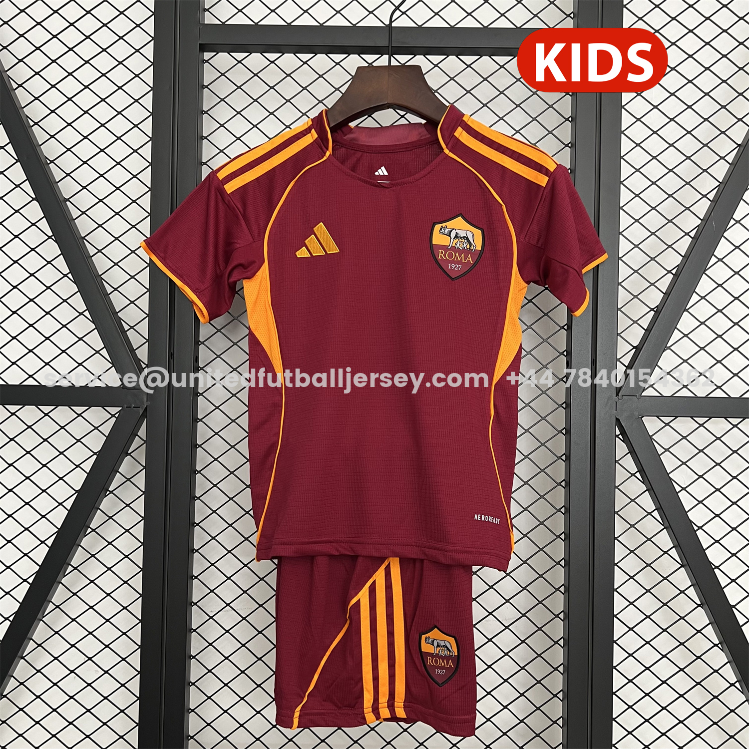 unitedfutballjersey-AS Roma 25-26 Home Unsponsored Kids Kit