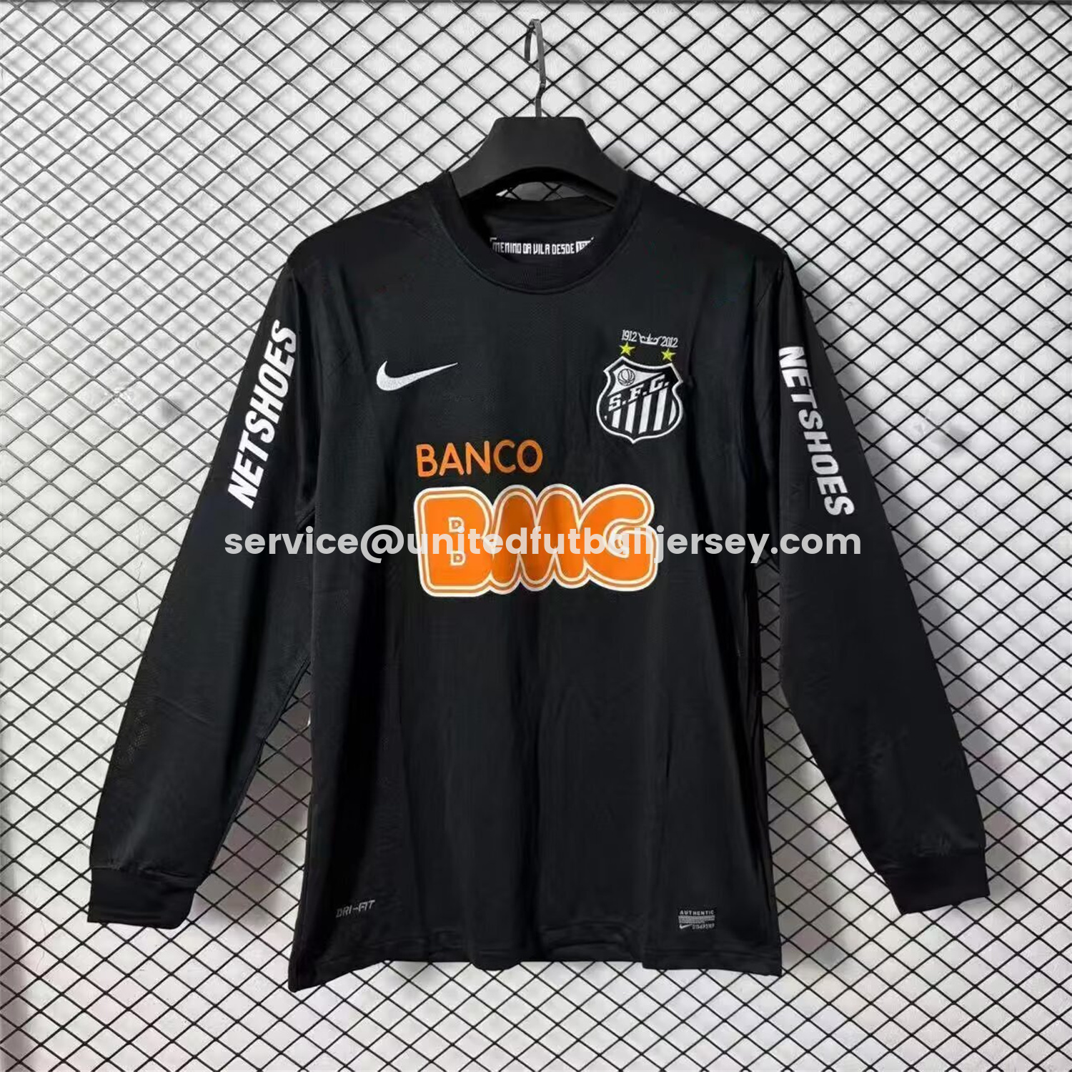 unitedfutballjersey-Retro Santos 2011-12 Black Long Sleeves Jersey