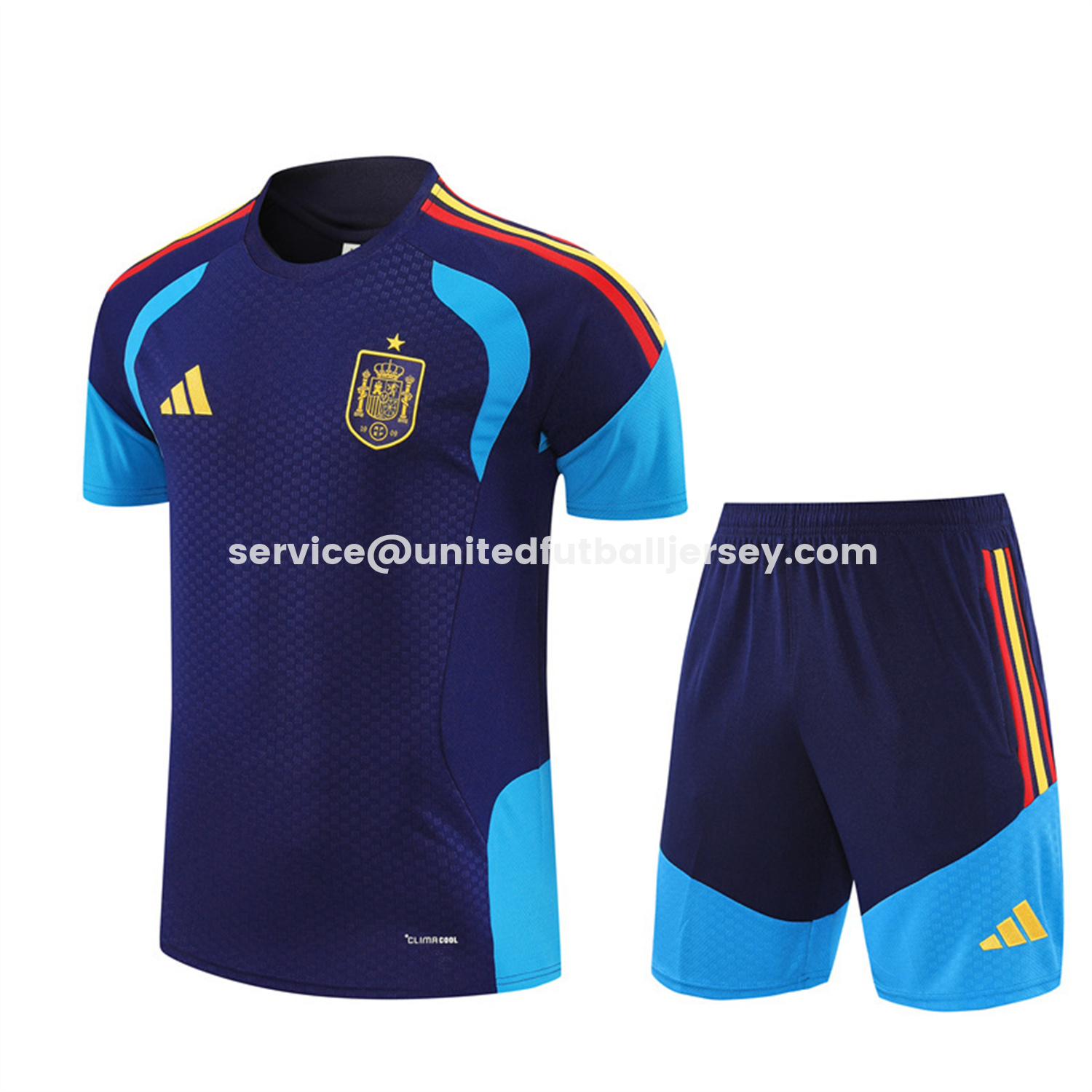 unitedfutballjersey-Spain 2026 Short-Sleeve Training Set - Royal Blue Top & Shorts