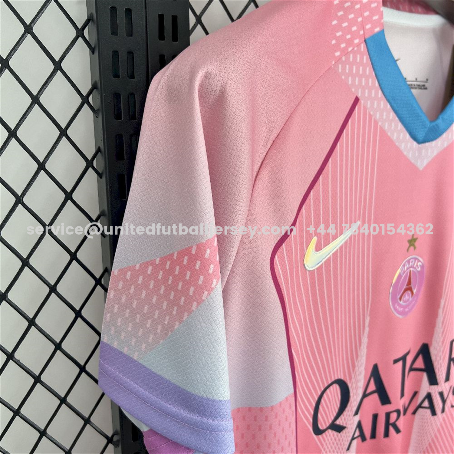 unitedfutballjersey-Paris Saint-Germain PSG 25-26 T90 White Lines Pink Gradient Special Jersey - Fans Version