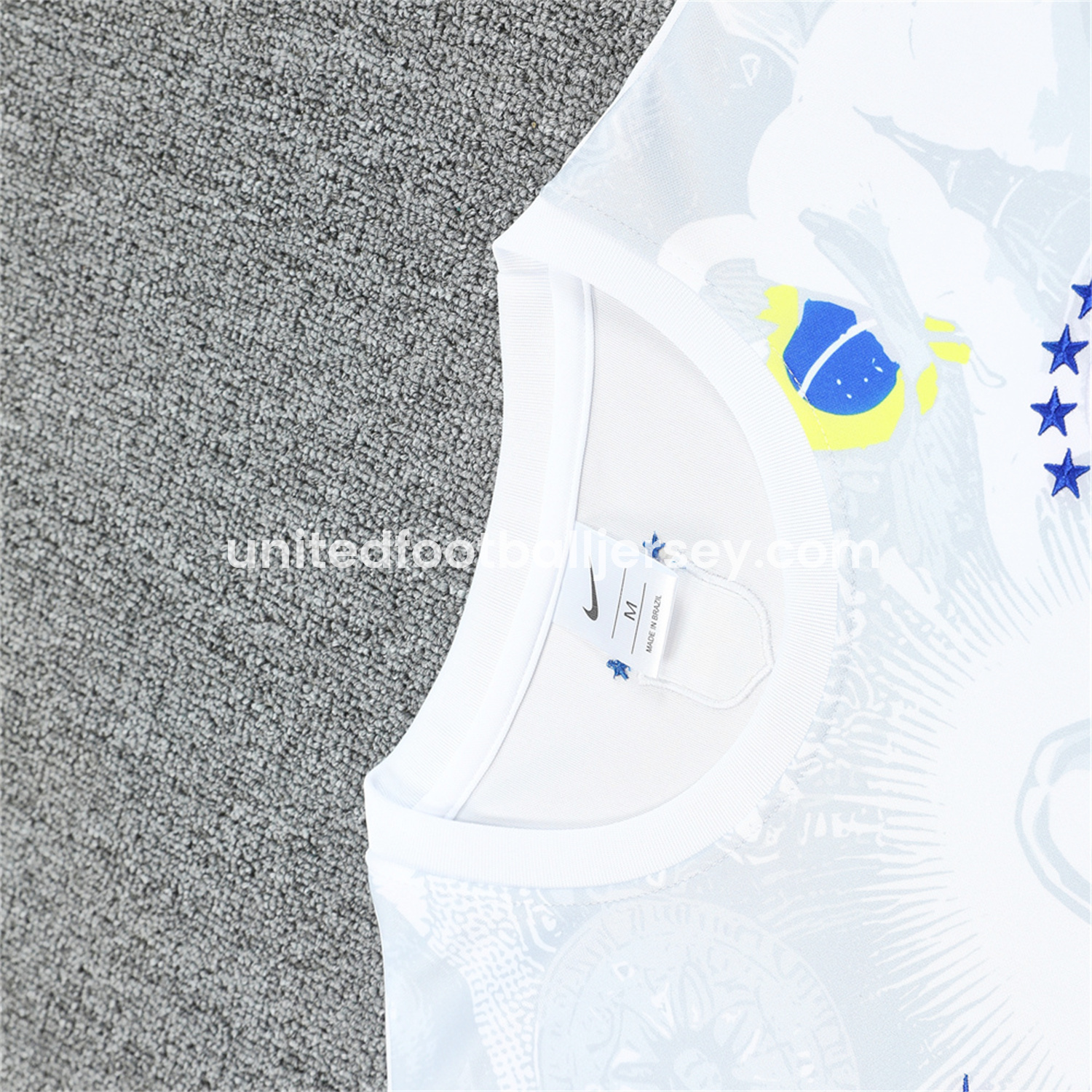 unitedfutballjersey-Brazil 25-26 White Jesus Statue Short-Sleeve Training Set - White Top & Black Shorts